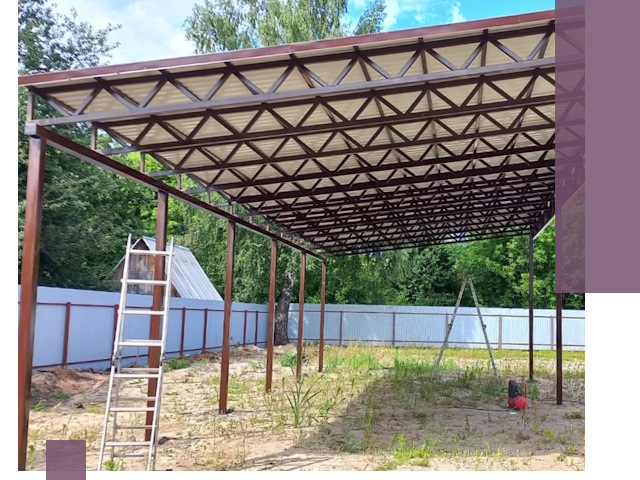 Односкатные навесы под ключ в Пыти-Яхах — изготовление и монтаж