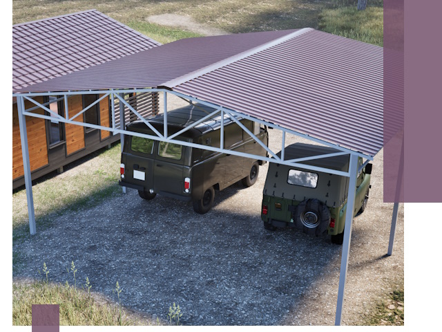 Двускатные навесы под ключ в Пыти-Яхах — изготовление и монтаж