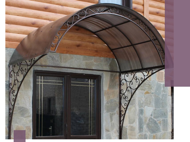 Арочные козырьки под ключ в Пыти-Яхах: изготовление и монтаж